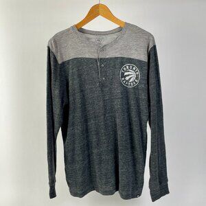 Toronto Raptors NBA Long Sleeve Henley Baseball Style Shirt, Grey, Size L